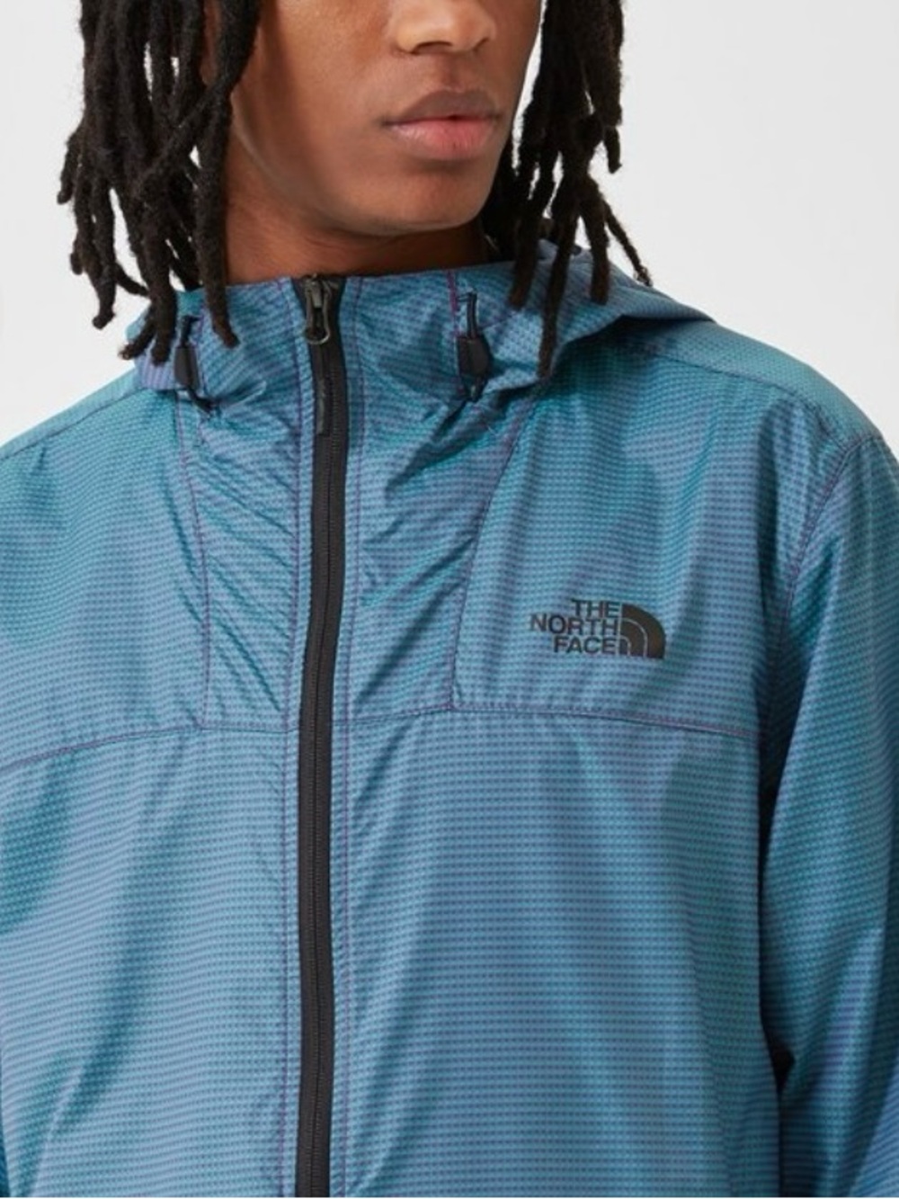 North Face Novelty Cyclone Iridescent Windwall Blue Jacket Full Zip Stow Sz M